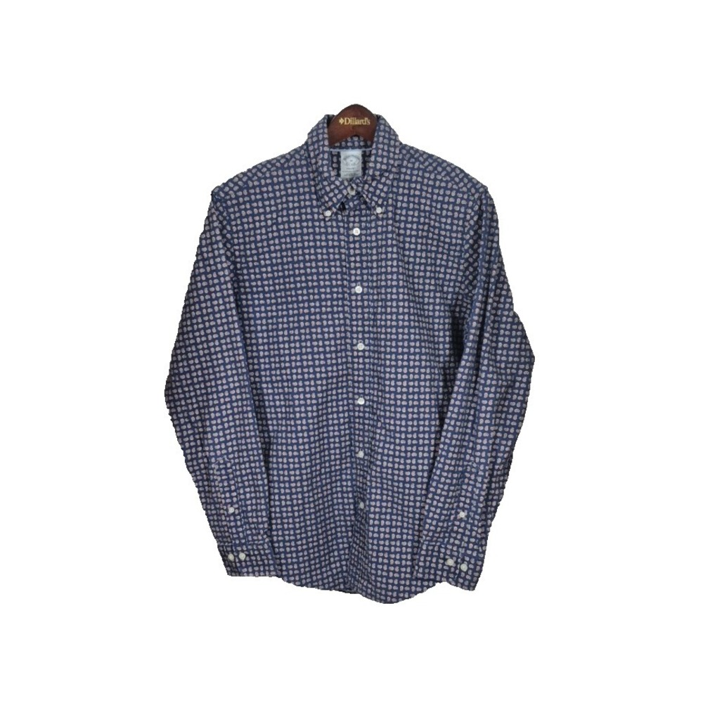 Brooks Brothers  Paisley Regent Shirt Mens M Blue Cotton Long Sleeve Button Down